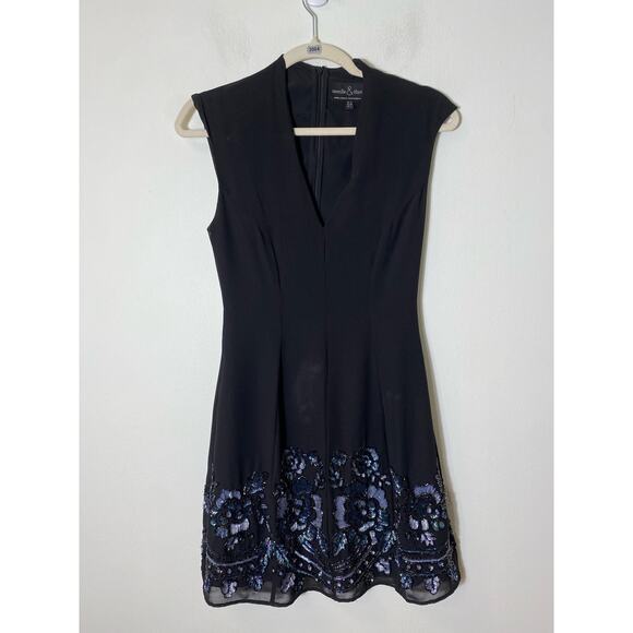 Needle & Thread Black Sleeveless Embellished Sequin Hem Dress Sz 2 - Picture 1 of 3